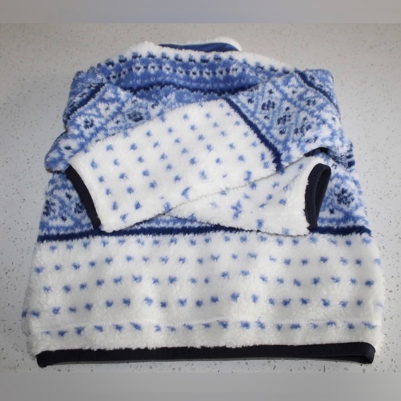 Polo Ralph Lauren Girls Fair Isle Fleece Jacket Size 5 Color Blue and White - Picture 4 of 4